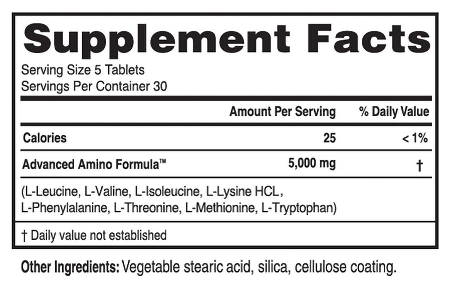 Advanced Amino Formula Supplement Facts